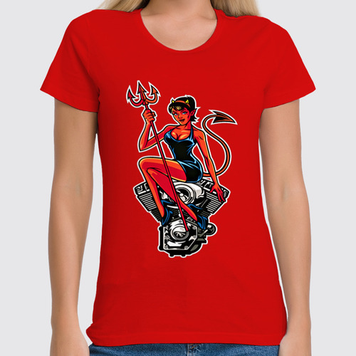 Заказать женскую футболку в Москве. Футболка классическая Дьяволица от T-shirt print  - готовые дизайны и нанесение принтов.