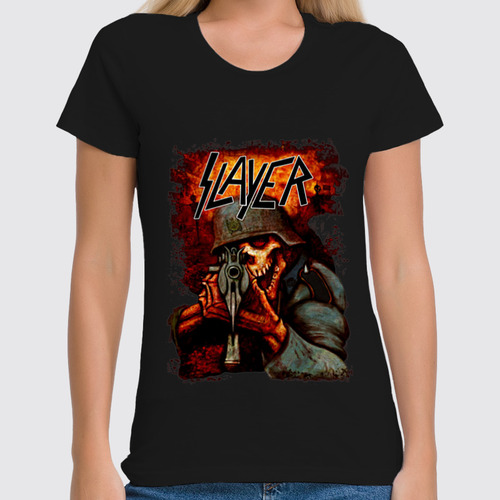 Заказать женскую футболку в Москве. Футболка классическая Slayer Band от Leichenwagen - готовые дизайны и нанесение принтов.