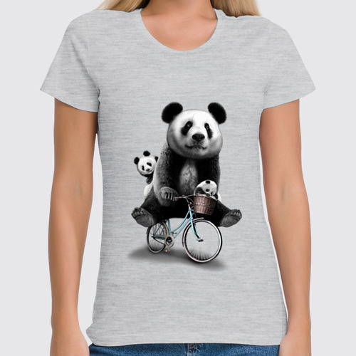 Заказать женскую футболку в Москве. Футболка классическая Панда на велосипеде от Xieros - готовые дизайны и нанесение принтов.