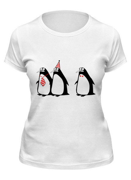 Заказать женскую футболку в Москве. Футболка классическая Пингвины от Cloud345 - готовые дизайны и нанесение принтов.