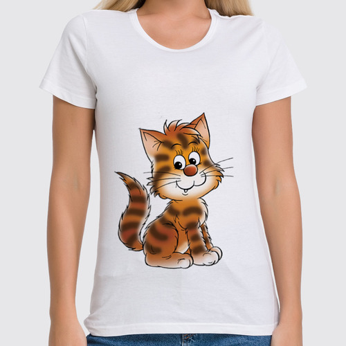 Заказать женскую футболку в Москве. Футболка классическая котенок от nastays - готовые дизайны и нанесение принтов.