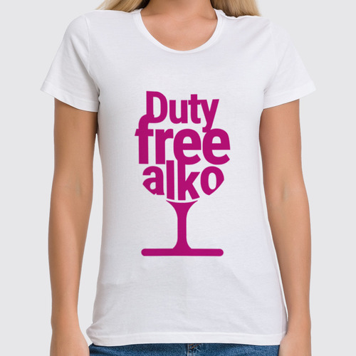 Заказать женскую футболку в Москве. Футболка классическая DutyFreeAlko от balden - готовые дизайны и нанесение принтов.