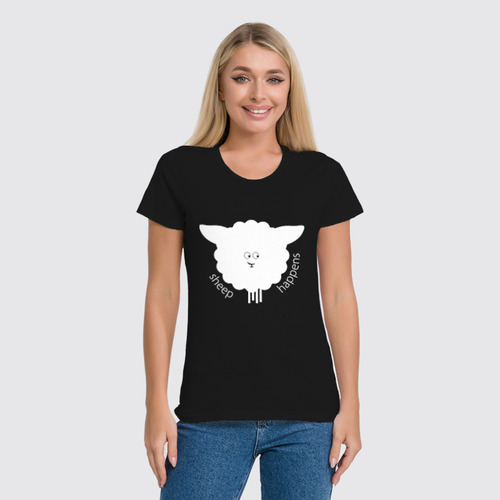 Заказать женскую футболку в Москве. Футболка классическая Round Sheep Black от Ugen - готовые дизайны и нанесение принтов.