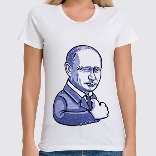 Заказать женскую футболку в Москве. Футболка классическая Путин согласен от iseekyo - готовые дизайны и нанесение принтов.