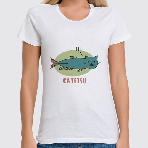 Заказать женскую футболку в Москве. Футболка классическая Catfish (Сом) от chistopopitersky - готовые дизайны и нанесение принтов.