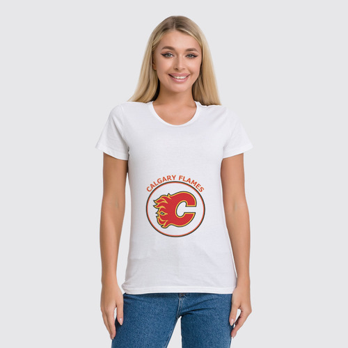 Заказать женскую футболку в Москве. Футболка классическая Calgary Flames от kspsshop - готовые дизайны и нанесение принтов.