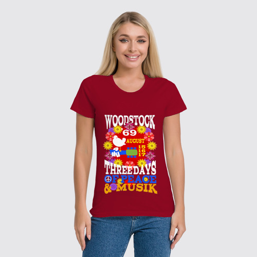 Заказать женскую футболку в Москве. Футболка классическая Woodstock 1969 от Андрей Ребров - готовые дизайны и нанесение принтов.