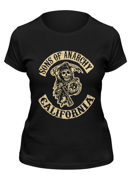 Заказать женскую футболку в Москве. Футболка классическая Sons Of Anarchy California от skynatural - готовые дизайны и нанесение принтов.