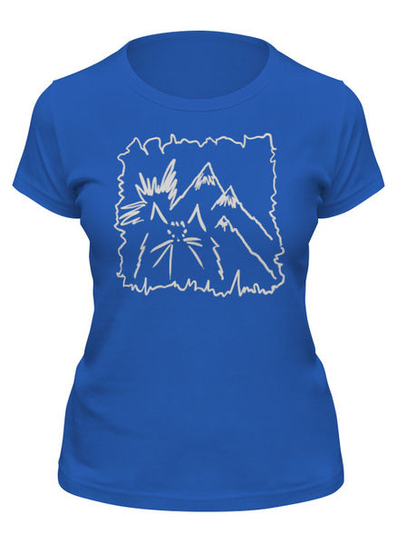 Заказать женскую футболку в Москве. Футболка классическая Cat and Mountains от oneredfoxstore@gmail.com - готовые дизайны и нанесение принтов.