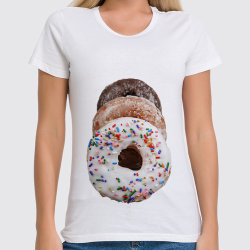 Заказать женскую футболку в Москве. Футболка классическая Donuts от chemparparokke - готовые дизайны и нанесение принтов.