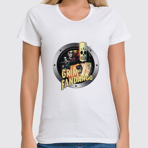 Заказать женскую футболку в Москве. Футболка классическая Grim Fandango от THE_NISE  - готовые дизайны и нанесение принтов.