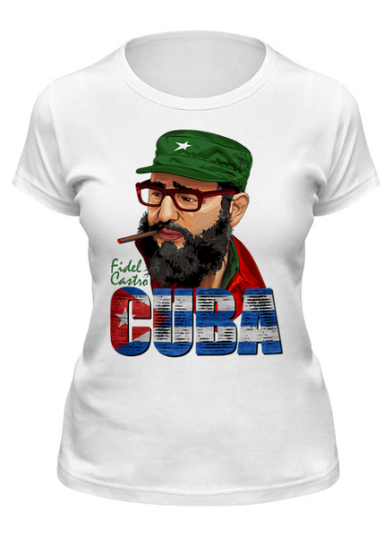 Заказать женскую футболку в Москве. Футболка классическая Фидель Кастро от balden - готовые дизайны и нанесение принтов.