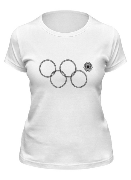 Заказать женскую футболку в Москве. Футболка классическая нераскрывшееся олимпийское кольцо от denis87 - готовые дизайны и нанесение принтов.