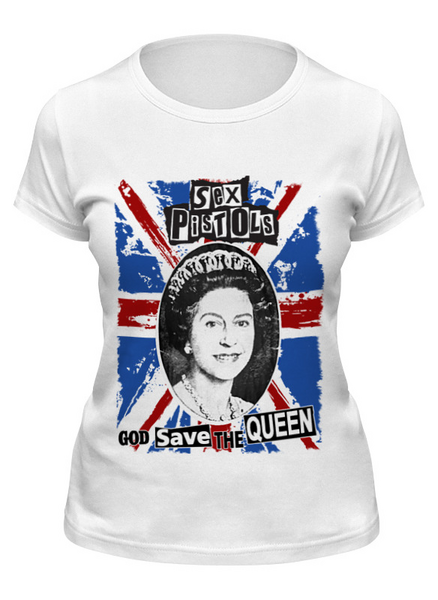 Заказать женскую футболку в Москве. Футболка классическая Sex Pistols / God Save The Queen от OEX design - готовые дизайны и нанесение принтов.