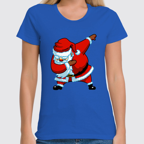 Заказать женскую футболку в Москве. Футболка классическая Dabbing Santa от skynatural - готовые дизайны и нанесение принтов.