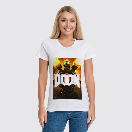 Заказать женскую футболку в Москве. Футболка классическая Doom 4 от scoopysmith - готовые дизайны и нанесение принтов.
