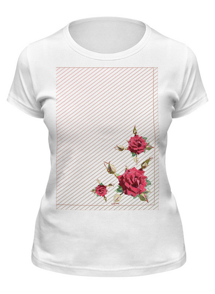 Заказать женскую футболку в Москве. Футболка классическая Rose Low Poly vector от natulia_hatulia@yahoo.com - готовые дизайны и нанесение принтов.