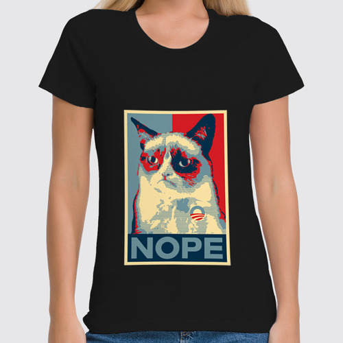 Заказать женскую футболку в Москве. Футболка классическая Grumpy Cat  от mrmaximus - готовые дизайны и нанесение принтов.