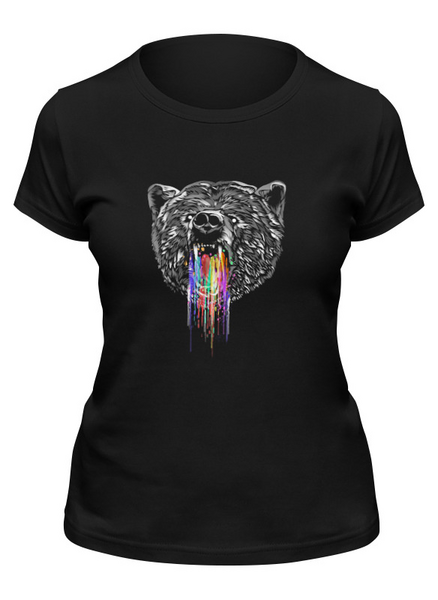Заказать женскую футболку в Москве. Футболка классическая Радужный медведь от ISliM - готовые дизайны и нанесение принтов.
