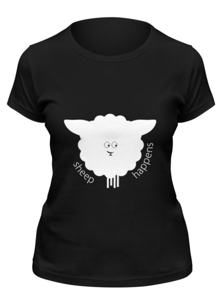 Заказать женскую футболку в Москве. Футболка классическая Round Sheep Black от Ugen - готовые дизайны и нанесение принтов.