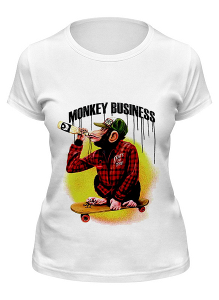 Заказать женскую футболку в Москве. Футболка классическая Monkey (Обезьяна) от Мария Борисенкова - готовые дизайны и нанесение принтов.