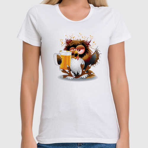 Заказать женскую футболку в Москве. Футболка классическая Drunk Owl от balden - готовые дизайны и нанесение принтов.