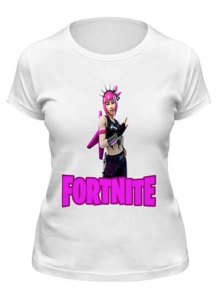 Заказать женскую футболку в Москве. Футболка классическая Fortnite от  PRO_DESIGN - готовые дизайны и нанесение принтов.