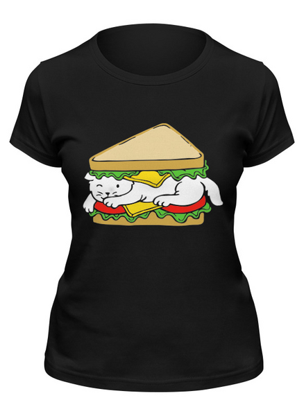 Заказать женскую футболку в Москве. Футболка классическая Кот-сэндвич от Sheriff - готовые дизайны и нанесение принтов.