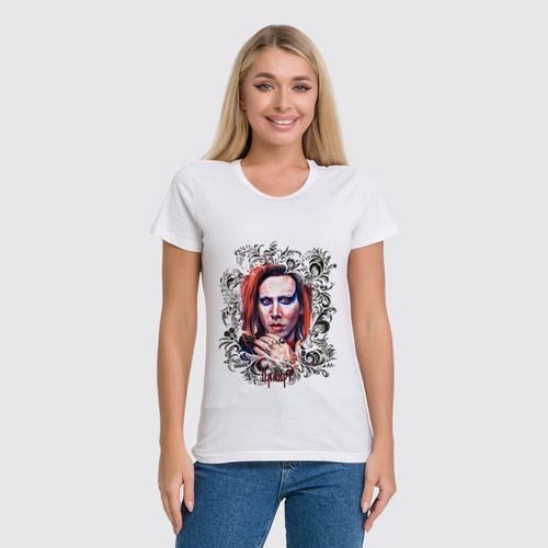Заказать женскую футболку в Москве. Футболка классическая Marilyn Manson от Инна Вольвак - готовые дизайны и нанесение принтов.