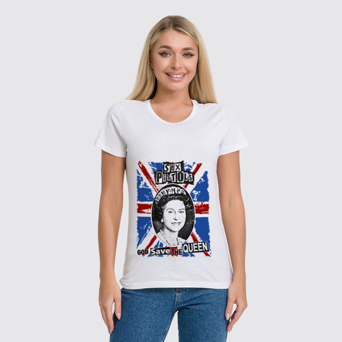 Заказать женскую футболку в Москве. Футболка классическая Sex Pistols / God Save The Queen от OEX design - готовые дизайны и нанесение принтов.