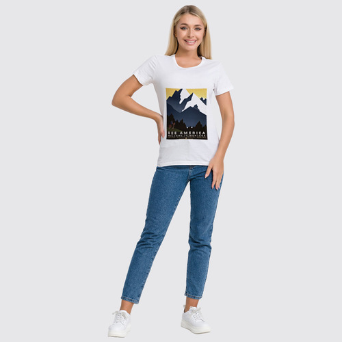 Заказать женскую футболку в Москве. Футболка классическая Ретро плакаты от CoolDesign - готовые дизайны и нанесение принтов.