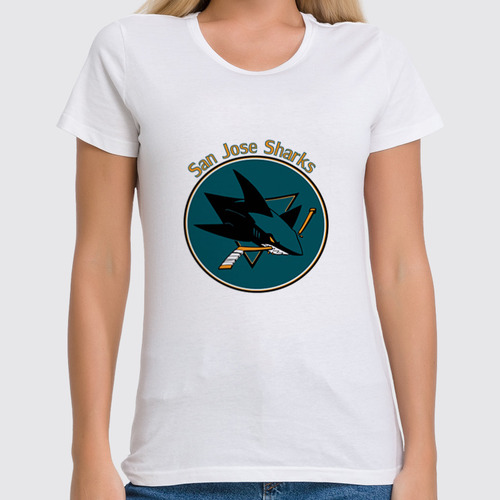 Заказать женскую футболку в Москве. Футболка классическая San Jose Sharks от kspsshop - готовые дизайны и нанесение принтов.