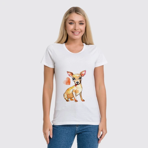 Заказать женскую футболку в Москве. Футболка классическая Pam-pam-pam-pa-pa... Chihuahua! от Evgenia Bandagnomych - готовые дизайны и нанесение принтов.
