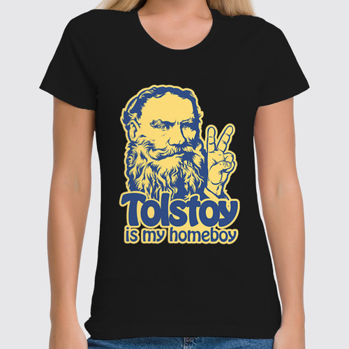 Заказать женскую футболку в Москве. Футболка классическая Толстой мой кореш! от Sheriff - готовые дизайны и нанесение принтов.