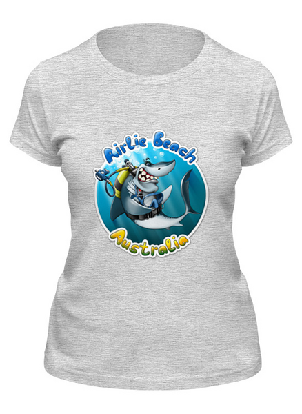 Заказать женскую футболку в Москве. Футболка классическая Акула с аквалангом от T-shirt print  - готовые дизайны и нанесение принтов.