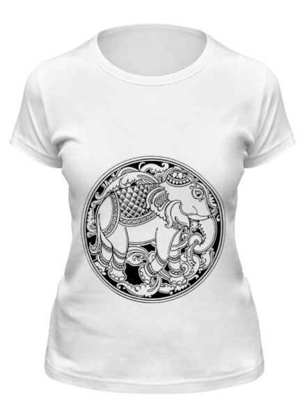 Заказать женскую футболку в Москве. Футболка классическая Индийский слон от BeliySlon - готовые дизайны и нанесение принтов.