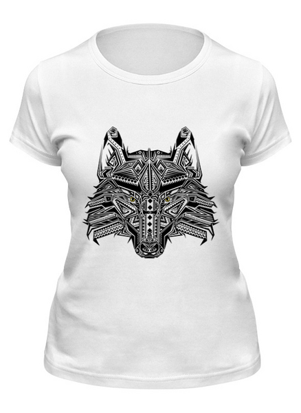 Заказать женскую футболку в Москве. Футболка классическая Волк ( Wolf ) от Zamula - готовые дизайны и нанесение принтов.