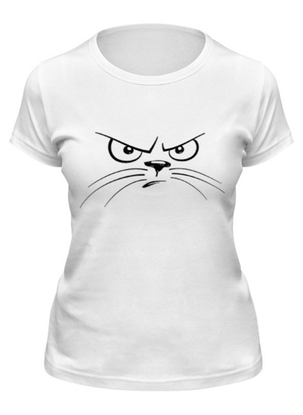 Заказать женскую футболку в Москве. Футболка классическая Злой кот от kirkinpuzel666@yandex.ru - готовые дизайны и нанесение принтов.