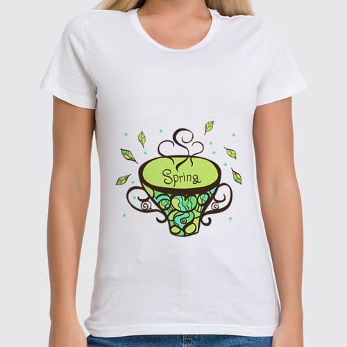 Заказать женскую футболку в Москве. Футболка классическая Зеленый чай от sintara - готовые дизайны и нанесение принтов.