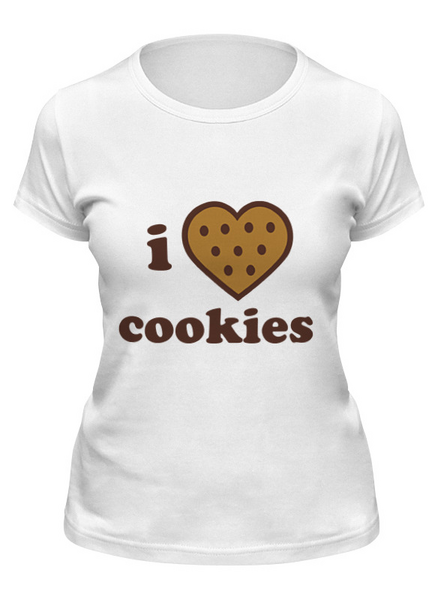 Заказать женскую футболку в Москве. Футболка классическая i love cookies от cherdantcev - готовые дизайны и нанесение принтов.
