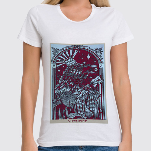 Заказать женскую футболку в Москве. Футболка классическая Black Bird от fimdesigners - готовые дизайны и нанесение принтов.