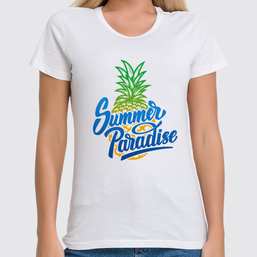 Заказать женскую футболку в Москве. Футболка классическая Summer Paradise от balden - готовые дизайны и нанесение принтов.