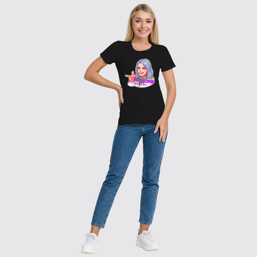 Заказать женскую футболку в Москве. Футболка классическая Billie Eilish( Билли Айлиш)       от T-shirt print  - готовые дизайны и нанесение принтов.