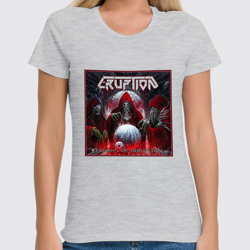 Заказать женскую футболку в Москве. Футболка классическая Eruption - thrash metal band от Leichenwagen - готовые дизайны и нанесение принтов.