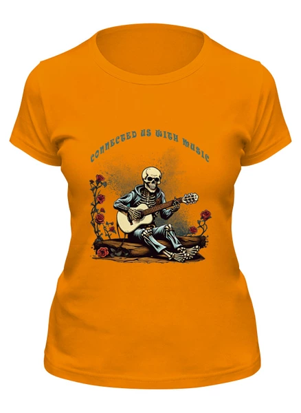 Заказать женскую футболку в Москве. Футболка классическая Скелет-бард от d.v.cool71@gmail.com - готовые дизайны и нанесение принтов.