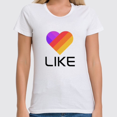 Заказать женскую футболку в Москве. Футболка классическая Like  от DESIGNER   - готовые дизайны и нанесение принтов.