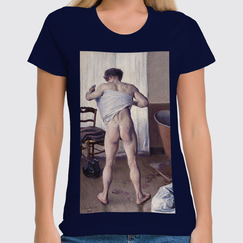 Заказать женскую футболку в Москве. Футболка классическая Мужчина в ванной (картина Кайботта) от trend - готовые дизайны и нанесение принтов.
