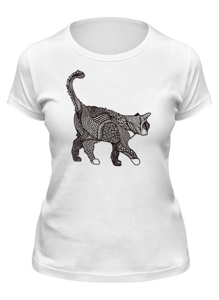 Заказать женскую футболку в Москве. Футболка классическая Кошак от 205acestone@gmail.com - готовые дизайны и нанесение принтов.