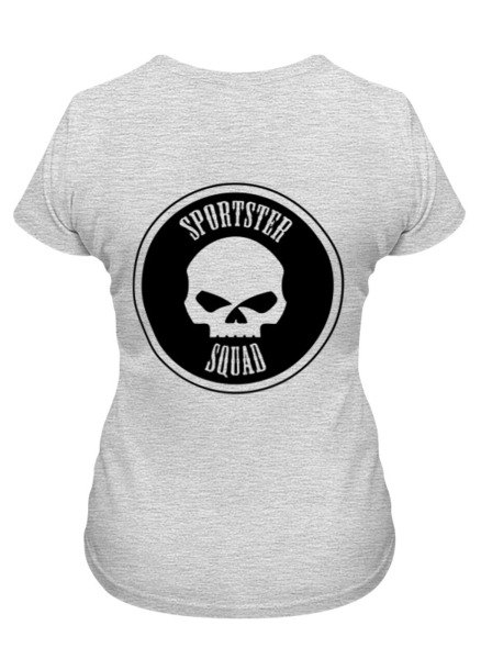 Заказать женскую футболку в Москве. Футболка классическая Willie Skull Gray от Sportster Squad - готовые дизайны и нанесение принтов.