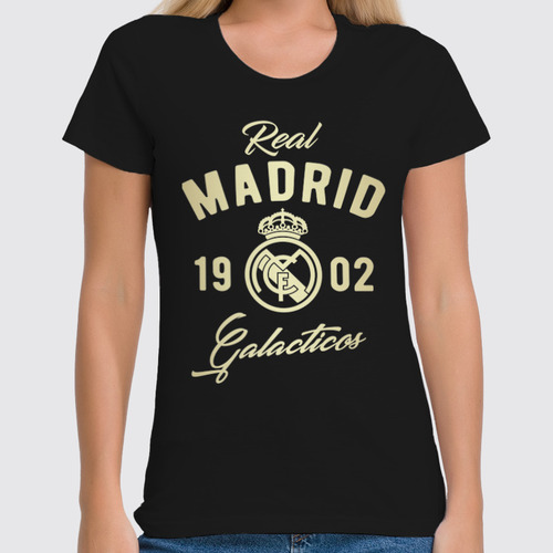 Заказать женскую футболку в Москве. Футболка классическая Реал Мадрид от geekbox - готовые дизайны и нанесение принтов.